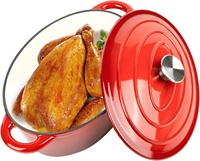 Four hollandais à deux poignées pour la cuisson du pain Ustensiles de cuisine émaillés antiadhésifs Pot à rôtir ovale en fonte pour dinde