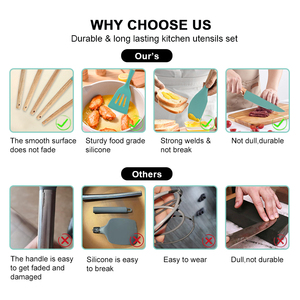 Kaimi promo 19 miếng không dính <span class=keywords><strong>Cookware</strong></span> phụ kiện bằng gỗ xử lý Silicone đồ dùng nhà bếp đồ dùng nhà bếp thiết lập - Product Image 6