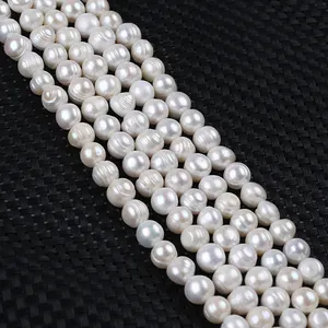 10-11mm White Natural Loose Beads Fresh Water Pearl Potato Strand