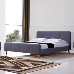批发组装简易床房家具双人特大床面料最新现代双人床
