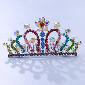 All'ingrosso moda colorata strass per bambini corona Festival Performance capelli capelli capelli diademi corona per bambine e bambini - Product Image 3