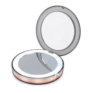 Double Sided Led Folding Customized Design Mini USB Charging Folding Travel Makeup Mirror Lighted With 11 LED Light