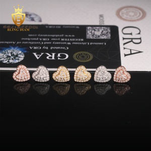 अच्छे गहने थोक 925 चांदी स्टर्लिंग बनाम मोइससानाइट डायमंड प्यार दिल का आकार गुलाबी बालियां सुंदर - Product Image 4