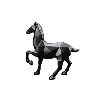 Horse Statue for Home Decor Simple Modern Origami Geometric Horse Figure Sculpture Living Room Home Office Decoration black