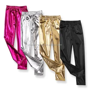 Leggings elastici per neonate all'ingrosso colori solidi personalizzati Low MOQ bambini bambini pantaloni Slim luminosi