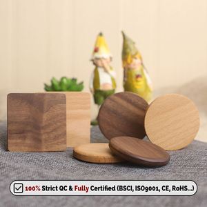 Factory Cup <b>Mat</b> Bulk Natural Wooden Coasters with Laser Engraving Logo Wood Coasters Walnut Bamboo Custom Logo <b>Round</b> Blank Gift - Product Image 4