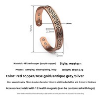 Bracelet magnétique ajustable en chaîne à maillons ouverts, style punk, unisexe, électroplaqué, incrusté, de luxe, polyvalent, pour la santé