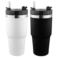 Mug isotherme 600 ml Equity MS026 en acier inoxydable à double paroi avec couvercle à paille, anti-fuite, pour voiture et voyage