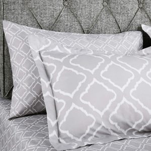 Bộ Chăn Ga Gối Đệm 8 Món, Màu Xám, Hoạ Tiết Hình Bốn Lá - Product Image 6