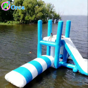 Tour <span class=keywords><strong>de</strong></span> saut gonflable flottante pour parc aquatique personnalisé, tour d'<span class=keywords><strong>action</strong></span> aquatique gonflable flottante avec toboggan et blob aquatique - Product Image 1