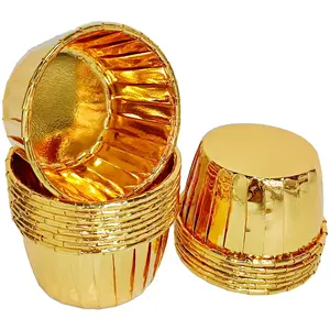Gold Plated Pet Caoted Round Baking Cups Food Paper Roll Top Cake Cup