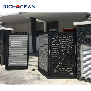 Mới nhất Cổng vào chính trượt tự động có thể thu vào thiết kế điện ngoài trời trackless nhôm đường lái xe bi-gấp cổng - Product Image 1