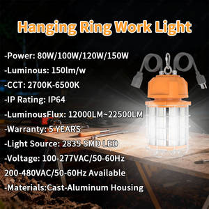 Lampe de travail suspendue temporaire fabriquée en usine, certifiée ETL CE, indice d'étanchéité IP65, 120W 150W - Product Image 2