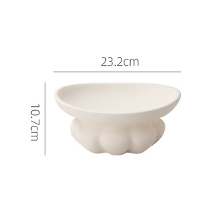 Assiettes ovales en céramique nordique transfrontalière, assiettes à dîner solides, plateaux de rangement pour fruits avec design à pied haut pour <span class=keywords><strong>table</strong></span> basse de salon - Product Image 6