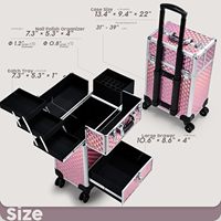 Étui de train de maquillage à roulettes, étui de cosmétologie à tiroir, étui de voyage de maquillage à tiroir coulissant pour chariot