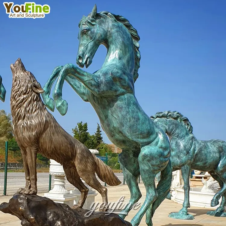 Venta caliente estatuas de caballos de bronce de cobre antiguo para jardín