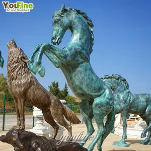 Venda quente Antique Copper Bronze Cavalos Estátuas para Jardim