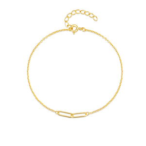 Bracelet ajustable pour femme CANNER Simple S925 en argent sterling plaqué or 18 carats avec fermoir double boucle en forme de trombone - Product Image 1