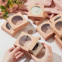 Scatola in Carta Kraft Ecologica Personalizzata con Finestra Rotonda, Pieghevole e Richiudibile, per Confezioni Regalo di Matrimoni e Compleanni
