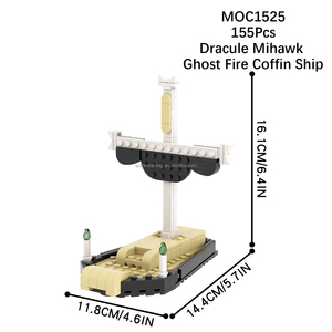 Anime Dracule Mihawk Ghost Fire Coffin Ship Luffy 1 Pieza, Sets de Construcción MOC, Bloques de Construcción de Ladrillos para Armar, Juguetes para Niños MOC1525 - Product Image 6