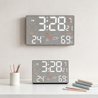 Reloj de Pared Digital LED Grande con Control Remoto, Fecha, Semana, Temperatura, Humedad, Estación Meteorológica, Calendario para Decoración de Sala de Estar