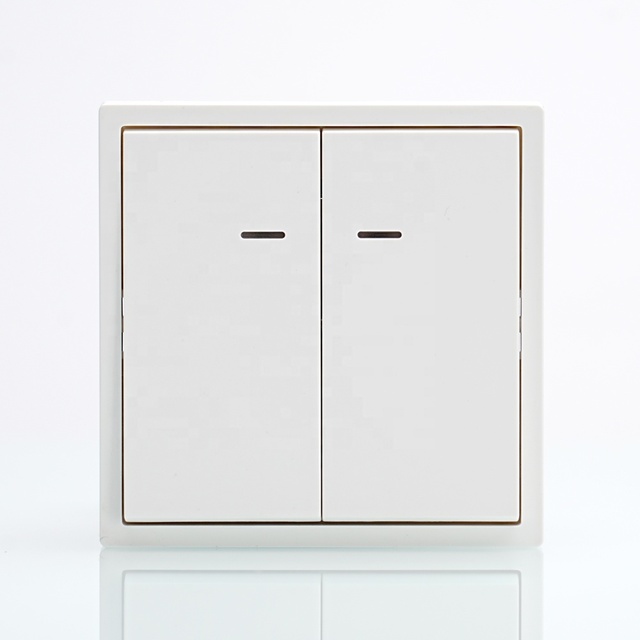 Elegant Design Large Board V-0 Grade Flame Retardant PC Panel European Standard 2 Gang 1 Way Wall Light Switch with LED