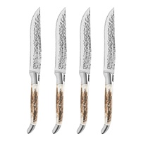 Couteau à steak HOMEFUL Laguiole, fourchette, couteau de table, manche en corne de cerf, acier inoxydable, résistant à la rouille, couteau contemporain