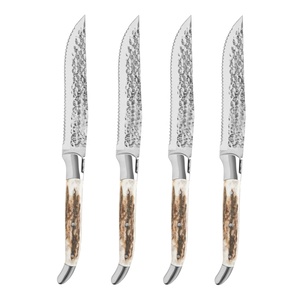 Couteau à steak HOMEFUL Laguiole, fourchette, couteau de table, manche en corne de cerf, acier inoxydable, résistant à la rouille, couteau contemporain - Product Image 2