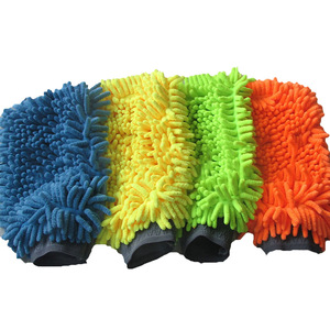 Gants de lavage de voiture en chenille, mitaines de nettoyage épaisses à double face doublées de polaire pour l'entretien automobile, orange, jaune, bleu, vert - Product Image 4