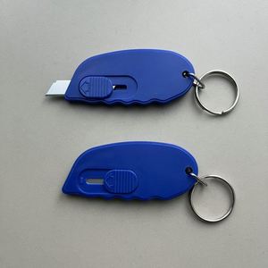 Couteau à ressort rétractable porte-clés - Mini-cutter utilitaire en ABS avec impression sérigraphiée pour cadeaux promotionnels - Product Image 3
