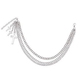 Cadena cruzada de varias capas para botas Martin, accesorio de cadena desmontable estilo punk unisex en tono plateado - Product Image 4