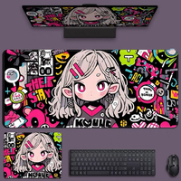 Tapis de souris de jeu en caoutchouc naturel multi-tailles, motif graffiti de fille anime mignonne, en stock