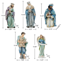 Nouvelle statue de la saint-famille en résine fait à la main, cadeau catholique, décoration de la maison, ornement de noël, ensemble de figurines de la nativité bleue, 12 pièces