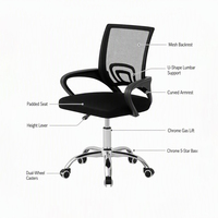 Chaise de bureau pivotante moderne en maille, réglable en hauteur, ergonomique, pour visiteurs et détente