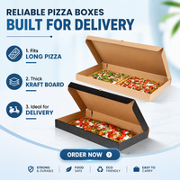 Boîtes à pizza en carton ondulé extra longues et surdimensionnées avec pelliculage mat, écologiques, personnalisables, jetables, pour la livraison de repas à emporter