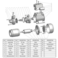 0.34hp Qb60 0.37kw 0.55kw 0.75kw desain baru harga pompa periferal air bersih Mini kecil