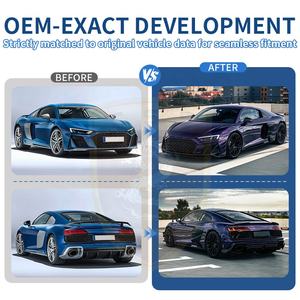 Kit carrosserie aérodynamique en fibre de carbone sèche style Capris pour <span class=keywords><strong>Audi</strong></span> <span class=keywords><strong>R8</strong></span> <span class=keywords><strong>2022</strong></span>-2024 : Lame avant, Canards avant, Jupes latérales, Diffuseur arrière - Product Image 2