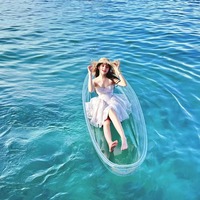 Kayak transparent double en polycarbonate avec éclairage LED, fond transparent, bateau à rames en PC pour le tourisme et les excursions en plein air