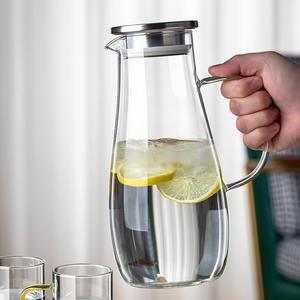 Jarra de agua fría de vidrio para el hogar, de gran capacidad, resistente al calor, para uso doméstico, con diseño de rodajas de limón. - Product Image 1