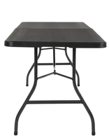 Tables Pliantes en Plastique PEHD Rectangulaires Noires de 180 cm, Pliantes en Deux, pour Fêtes, Vente en Gros