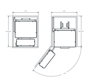 Cajones extraíbles modulares de acero inoxidable con cesta extraíble y sistema Magic Corner para almacenamiento en gabinetes de cocina - Product Image 6