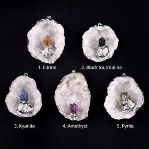 Kalung liontin Quartz batu permata alami E666 kalung liontin kulit Citrine perak panas - Product Image 5