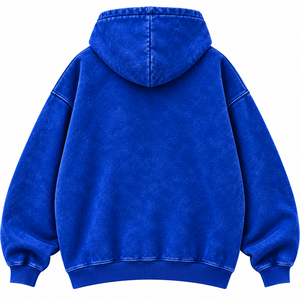 เสื้อฮู้ดผู้ชายสีน้ำเงินสำหรับฤดูหนาว สไตล์ลำลอง มีกระเป๋าจิงโจ้ ลายพิมพ์ใยแมงมุม ผ้าฝ้าย 100% ทรงโอเวอร์ไซส์ - Product Image 2