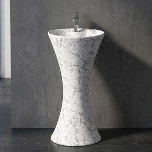 Lavabo de Cerámica de Alta Calidad de Una Pieza con Pedestal Completo para Exportación - Product Image 2