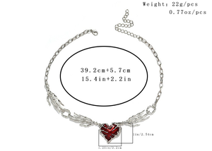 Collar con Diseño de Corazón y Piedra Roja, Cadena con Forma de Hueso de Mano, Estilo Coreano, para Hombre y Mujer - Product Image 6