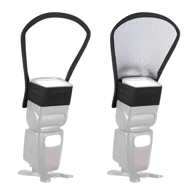 Universal Softbox 2-Sided White/Silver Bend Bounce Flash Diffuser Reflector for Canon Nikon Sony Fuji and All Speedlight Flashes