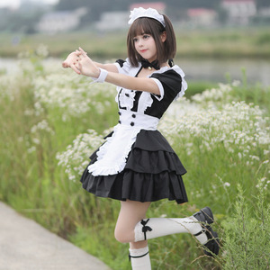 Zixiao Maid Costume Black Cake Skirt Dress Women Adult Stage Performance Cosplay Outfit - Product Image 3