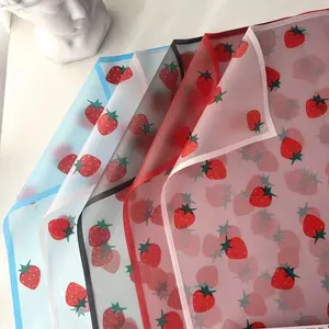 Latest Design Transparent Strawberry Pattern Border Flower Packaging Paper Elegant Flower Design Product Packaging