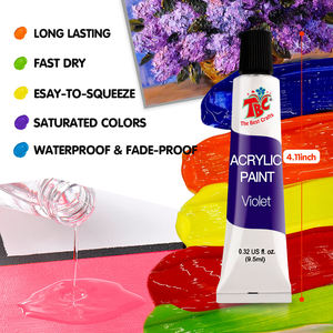 Bộ sơn <span class=keywords><strong>acrylic</strong></span> chuyên nghiệp DIY 24 màu 9.5ml không độc hại, dạng tuýp, sáng tạo dành cho họa sĩ vẽ tranh trên vải - Product Image 4