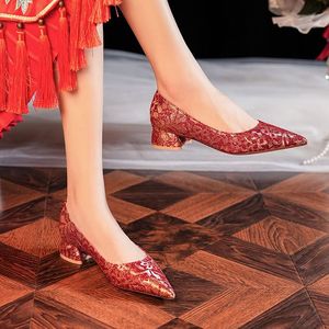 Red Satin Pointed Toe <b>Kitten</b> <b>Heel</b> Bridal <b>Shoes</b> With Rhinestones Comfortable Wedding Party Pumps Slip On Medium <b>Heel</b> 3Cm 5Cm - Product Image 3